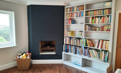 Bespoke book case light grey