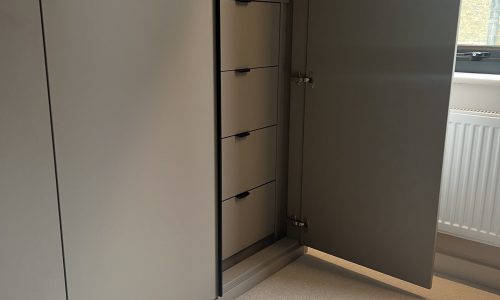 Hinged 4 Door Wardrobe Stone (customers own handles) 4 Wide Drawer