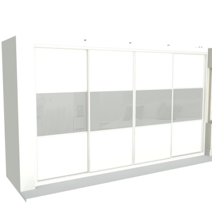 Bedroom 4 door - White/white Glass